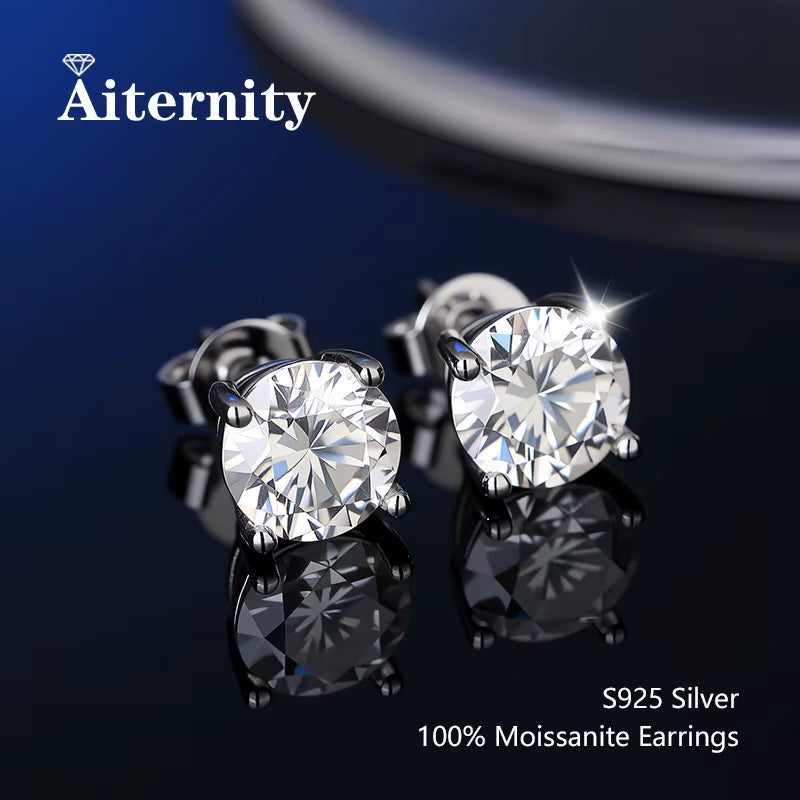 Stunning D Color VVS1 Moissanite Stud Earrings in 100% Real 925 Sterling Silver - Perfect for Any Occasion!
