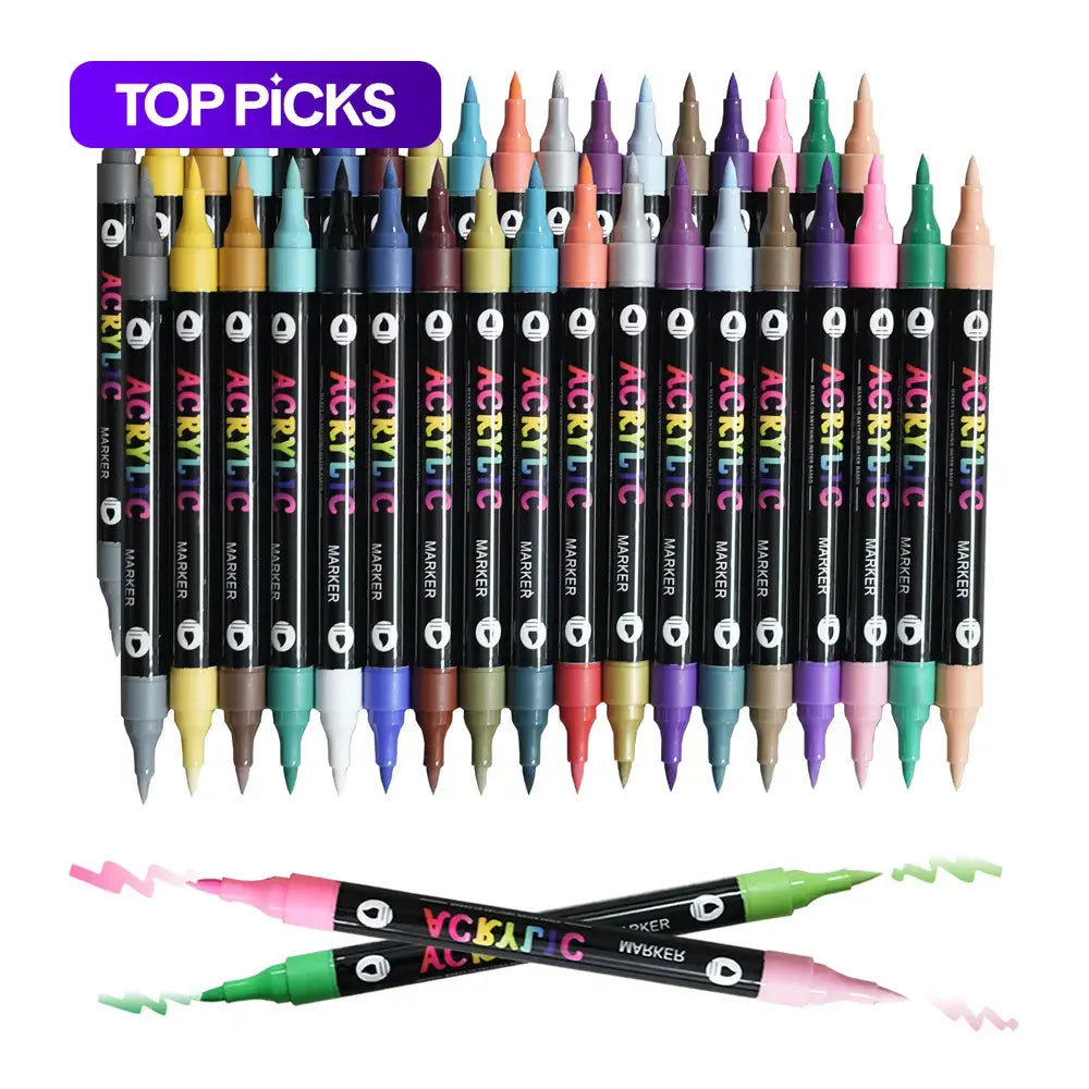 24/48/72 Color Dual-Tip Acrylic Marker Pen, Waterproof & Quick-Dry for Wood, Canvas, Stone, Glass & Rock Painting, DIY Crafts Ideal Christmas Gift #GLOBAL PICKS