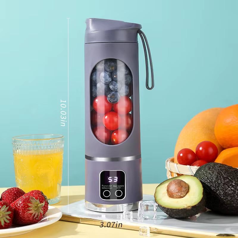 1 Small Portable Blender and Juicer - Rechargeable via USB, Personal Wireless Blender with Stainless Steel Blades