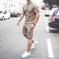 Men'S Short Sleeve T-Shirt and Shorts Set Sport Casual Crew Neck Muscle Sportswear 2 Piece Tracksuit Summer Outfits