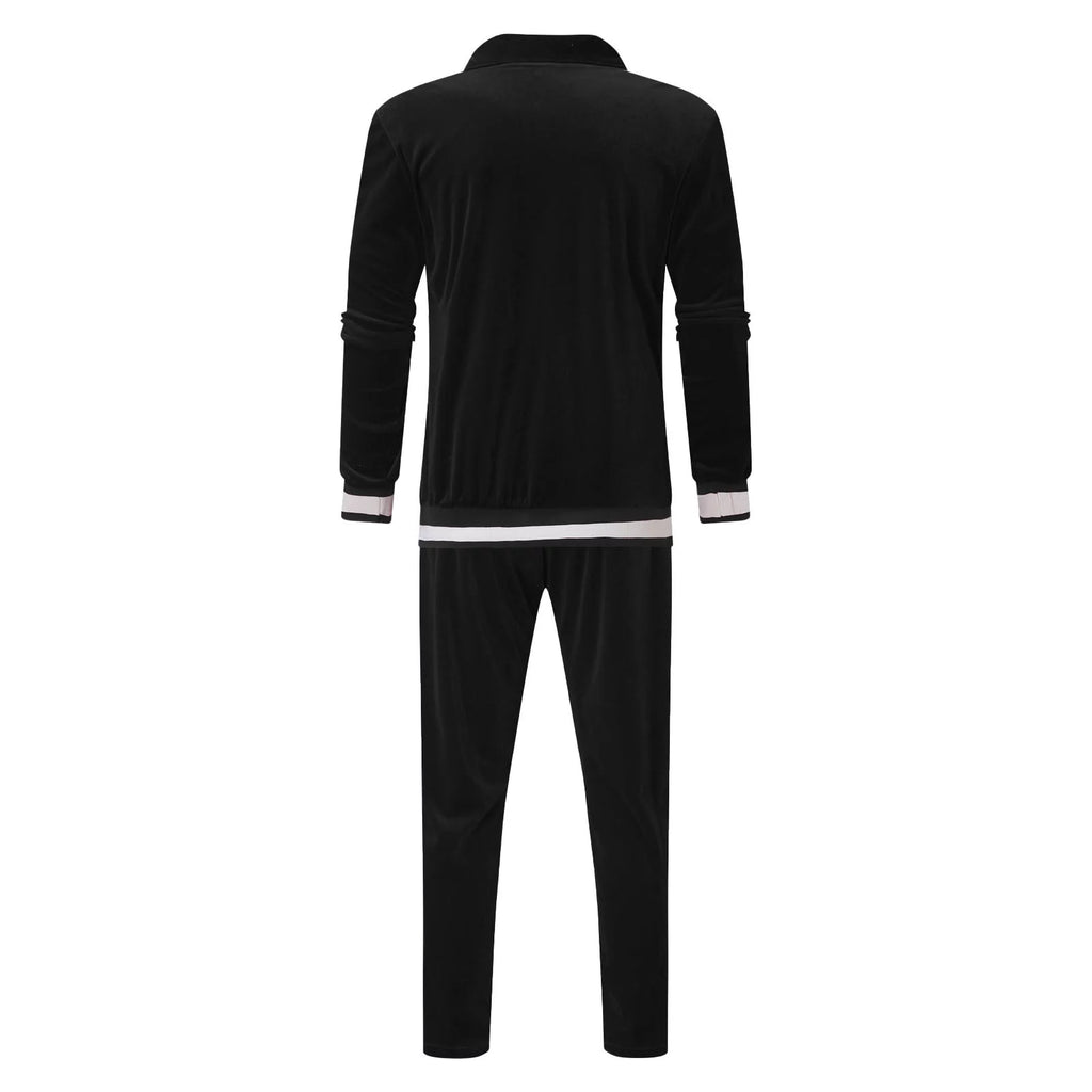 Conjunto Deportivo De Terciopelo Para Hombre, 2023 Conjunto Deportivo De Terciopelo Para Hombre 2 Piezas Invierno Cálido Chaqueta Con Cierre Completo Pantalones De Conjunto Deportivo Ropa Deportiva De Fitness Conjunto De Sudadera Y Jogger