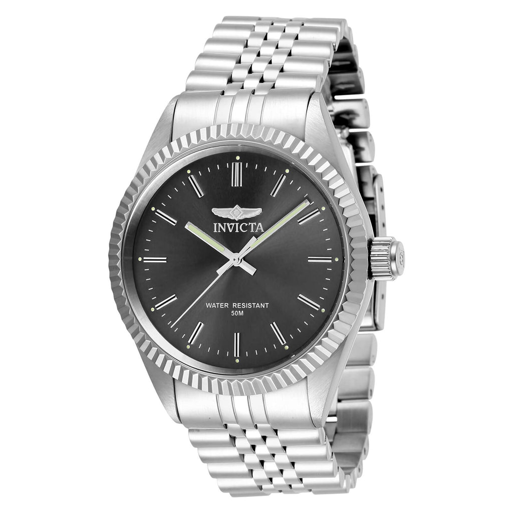 Invicta Men's Specialty Quartz Watch - Charcoal Dial with Silver Tone Bracelet, Model 29372