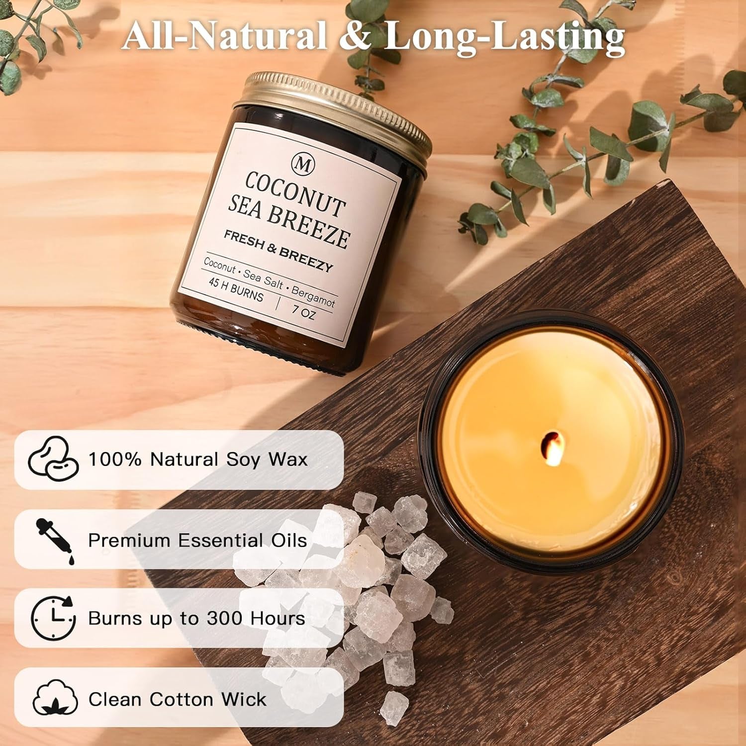 6-Pack Scented Soy Candle Set – Lavender Vanilla, Eucalyptus, Sandalwood, Jasmine & White Tea, Coconut, Sage | Natural Soy Wax Spring Summer Aromatherapy Candles for Home, Vacation, Relaxation & Spa