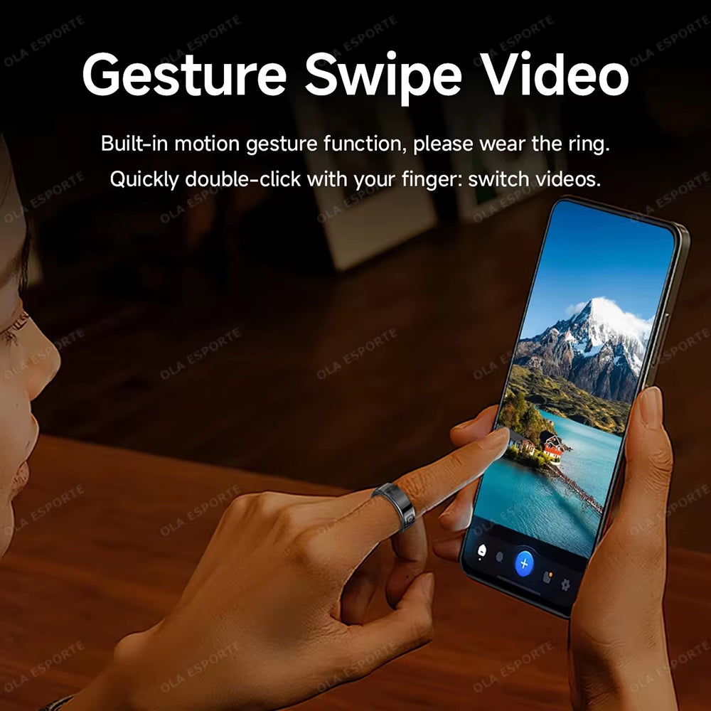 2025 Smart Ring LED Touch Display Screen Gesture Swipe Video Heart Rate Health Monitoring 5ATM Waterproof Smart Rings Men Women