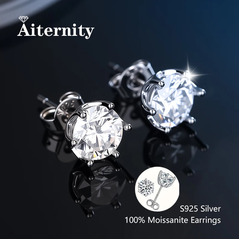 Stunning D Color VVS1 Moissanite Stud Earrings in 100% Real 925 Sterling Silver - Perfect for Any Occasion!