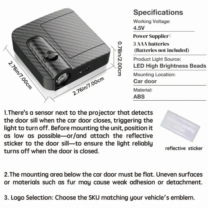 Car Door Lights, Car Decorative Light, Door Logo Projector Welcome Light, LED Projector Car Door Welcome Light, Personalized Door Projection Light with Logo #GLOBAL PICKS