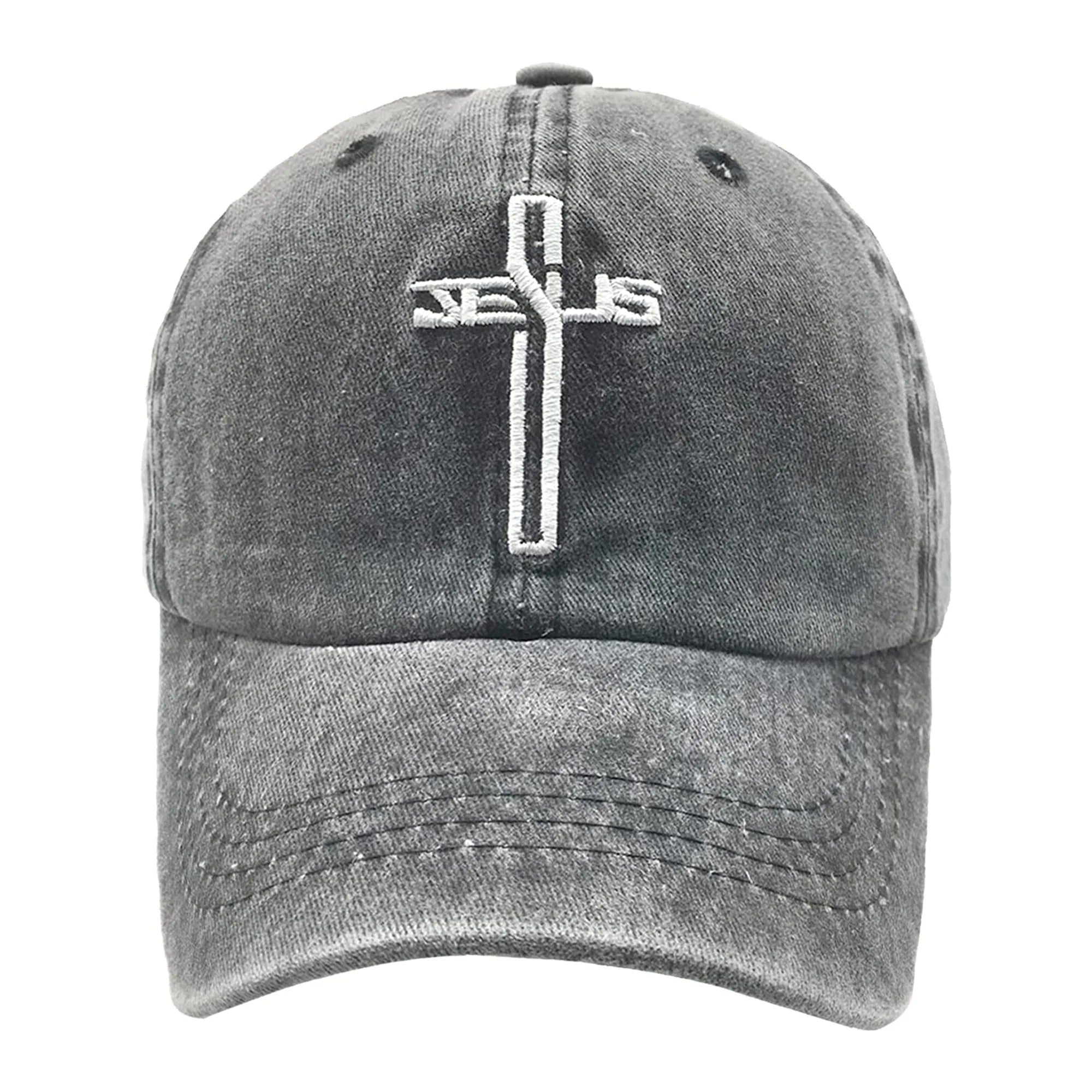 Gorra Cruz Cristiana Bordada De Jesús Para Hombre Y Mujeres, Gorras Vintage Lavadas Ajustables Tipo Béisbol
