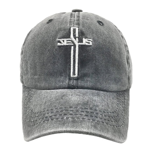 Gorra Cruz Cristiana Bordada De Jesús Para Hombre Y Mujeres, Gorras Vintage Lavadas Ajustables Tipo Béisbol