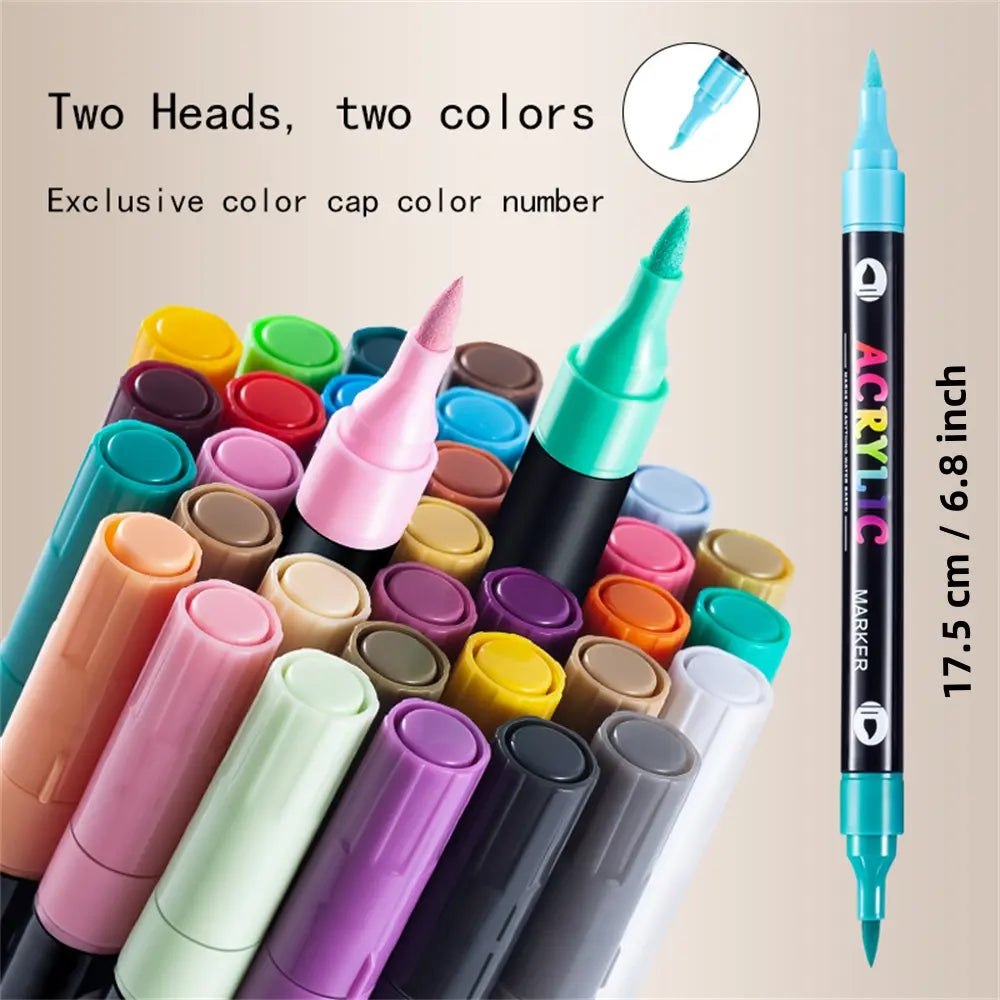 24/48/72 Color Dual-Tip Acrylic Marker Pen, Waterproof & Quick-Dry for Wood, Canvas, Stone, Glass & Rock Painting, DIY Crafts Ideal Christmas Gift #GLOBAL PICKS