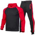 Conjunto Deportivo De Hombre 2 Piezas Otoño Invierno Casual Con Parches Jogger Deportivo Gimnasio Con Bolsillos Conjunto De Sudadera Con Capucha De Manga Larga Y Pantalón De Conjunto Deportivo Rojo L