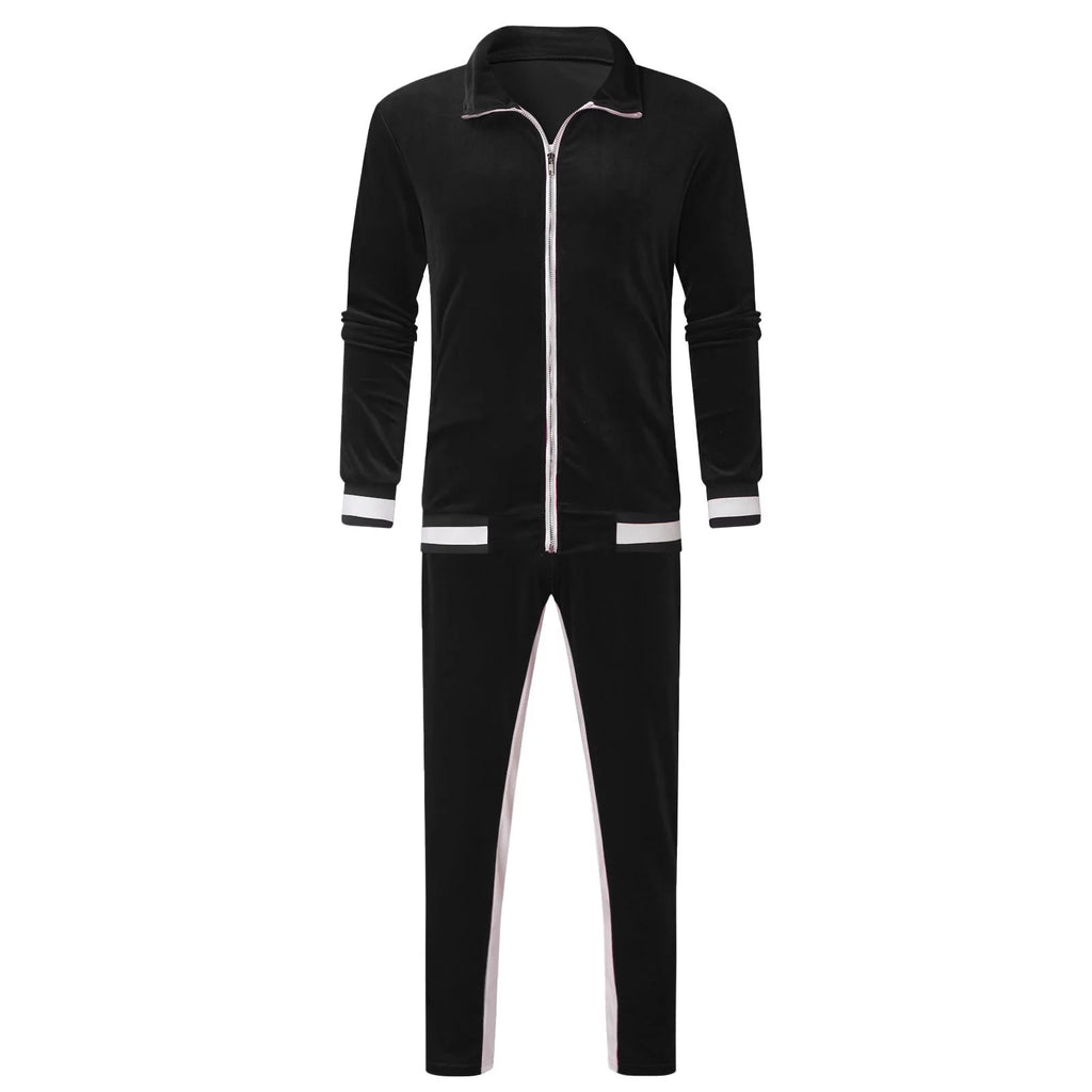 Conjunto Deportivo De Terciopelo Para Hombre, 2023 Conjunto Deportivo De Terciopelo Para Hombre 2 Piezas Invierno Cálido Chaqueta Con Cierre Completo Pantalones De Conjunto Deportivo Ropa Deportiva De Fitness Conjunto De Sudadera Y Jogger