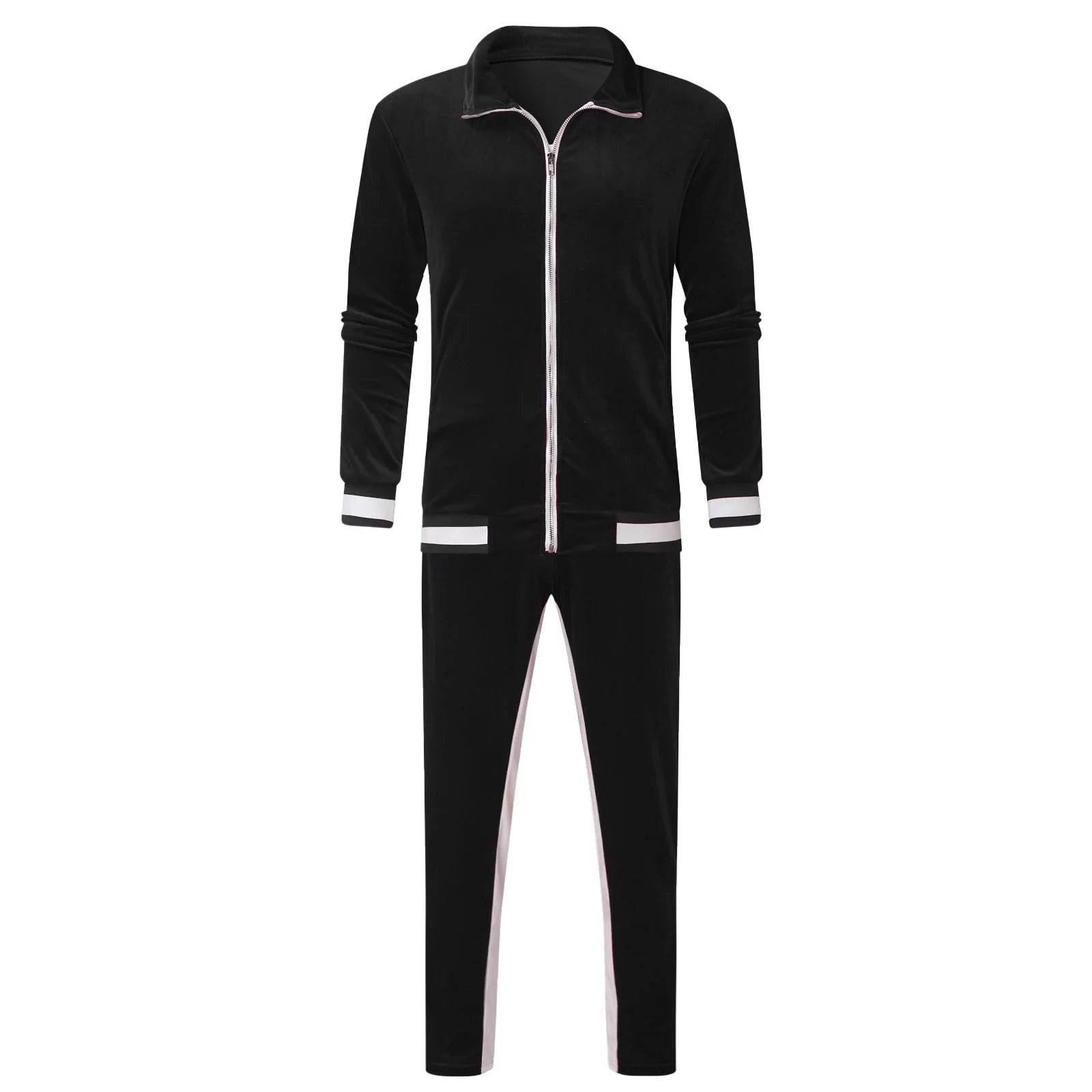 Conjunto Deportivo De Terciopelo Para Hombre, 2023 Conjunto Deportivo De Terciopelo Para Hombre 2 Piezas Invierno Cálido Chaqueta Con Cierre Completo Pantalones De Conjunto Deportivo Ropa Deportiva De Fitness Conjunto De Sudadera Y Jogger