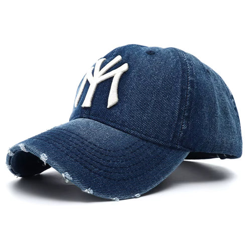 2023 New Luxury Brand MY Embroidered Washed Denim Baseball Cap for Men High Quality Black Vintage Y2K Dad Hats Gorras Hombre