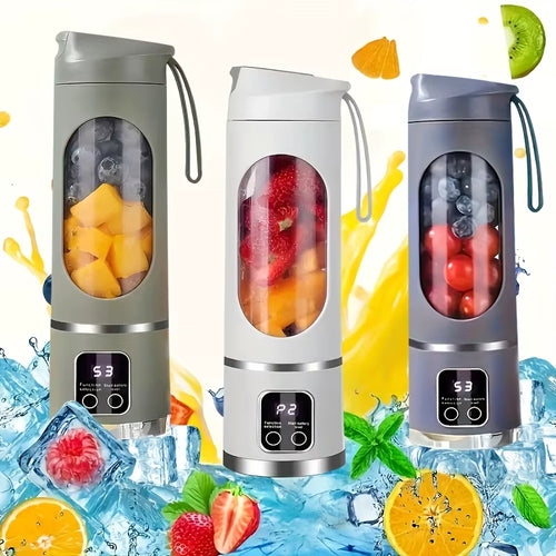 1 Small Portable Blender and Juicer - Rechargeable via USB, Personal Wireless Blender with Stainless Steel Blades