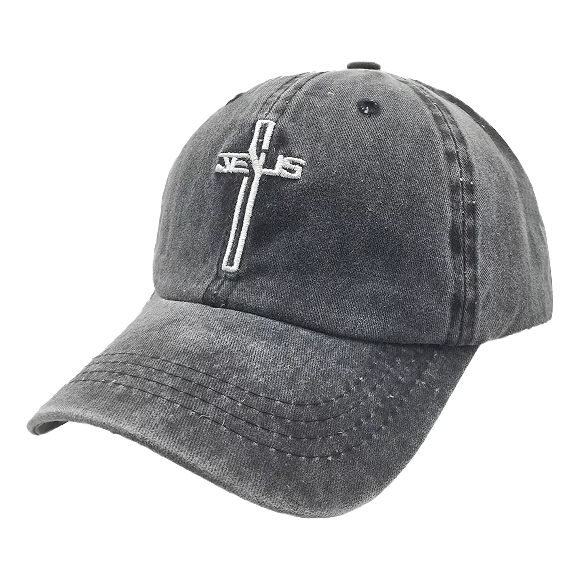 Gorra Cruz Cristiana Bordada De Jesús Para Hombre Y Mujeres, Gorras Vintage Lavadas Ajustables Tipo Béisbol