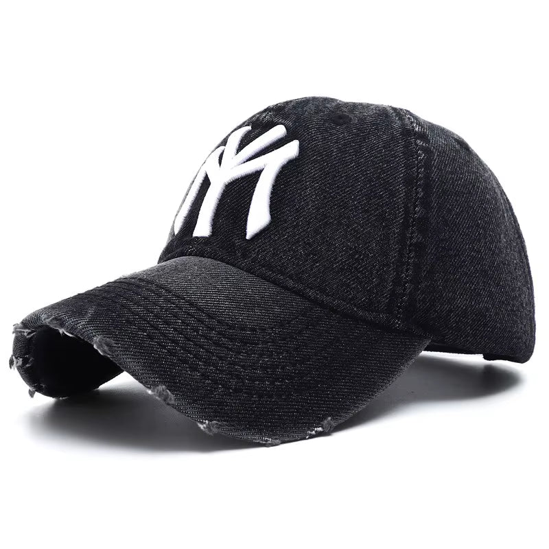 2023 New Luxury Brand MY Embroidered Washed Denim Baseball Cap for Men High Quality Black Vintage Y2K Dad Hats Gorras Hombre