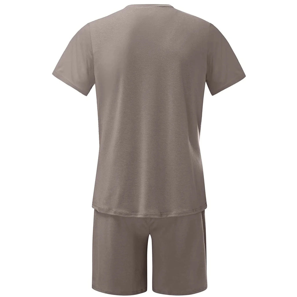 Men'S Short Sleeve T-Shirt and Shorts Set Sport Casual Crew Neck Muscle Sportswear 2 Piece Tracksuit Summer Outfits