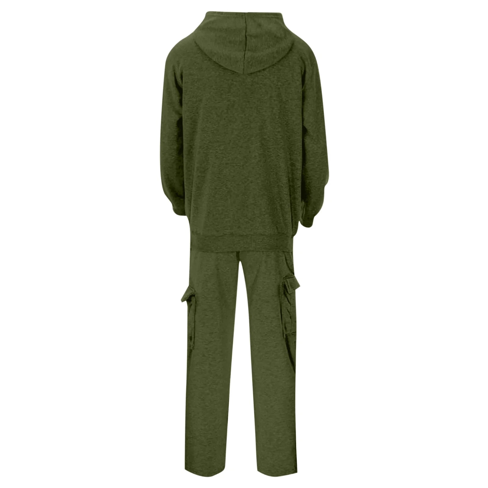Mens Two Piece Tracksuit Full Zip Hooded Sweatshirt Sets Matching Wide Leg Cargo Pants Long Sleeve Outfit Army Green,Xxxl