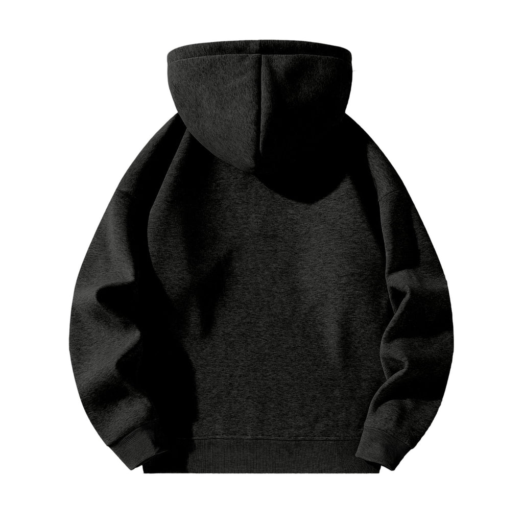 Men'S Quarter Zip Hoodies Zip up Solid Color Hoodie Long Sleeve Drop Shoulder Sweatshirt Casual Pullover Black 3XL