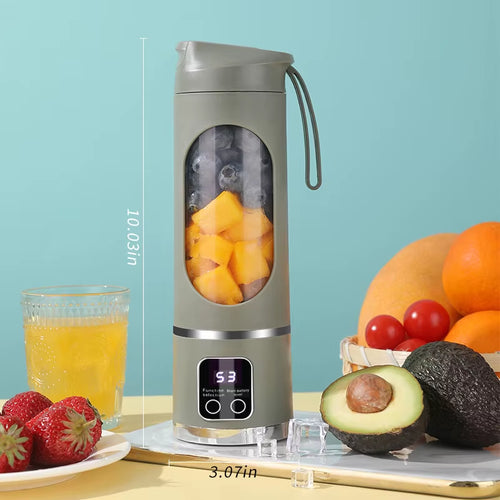 1 Small Portable Blender and Juicer - Rechargeable via USB, Personal Wireless Blender with Stainless Steel Blades