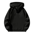 Men'S Quarter Zip Hoodies Zip up Solid Color Hoodie Long Sleeve Drop Shoulder Sweatshirt Casual Pullover Black 3XL
