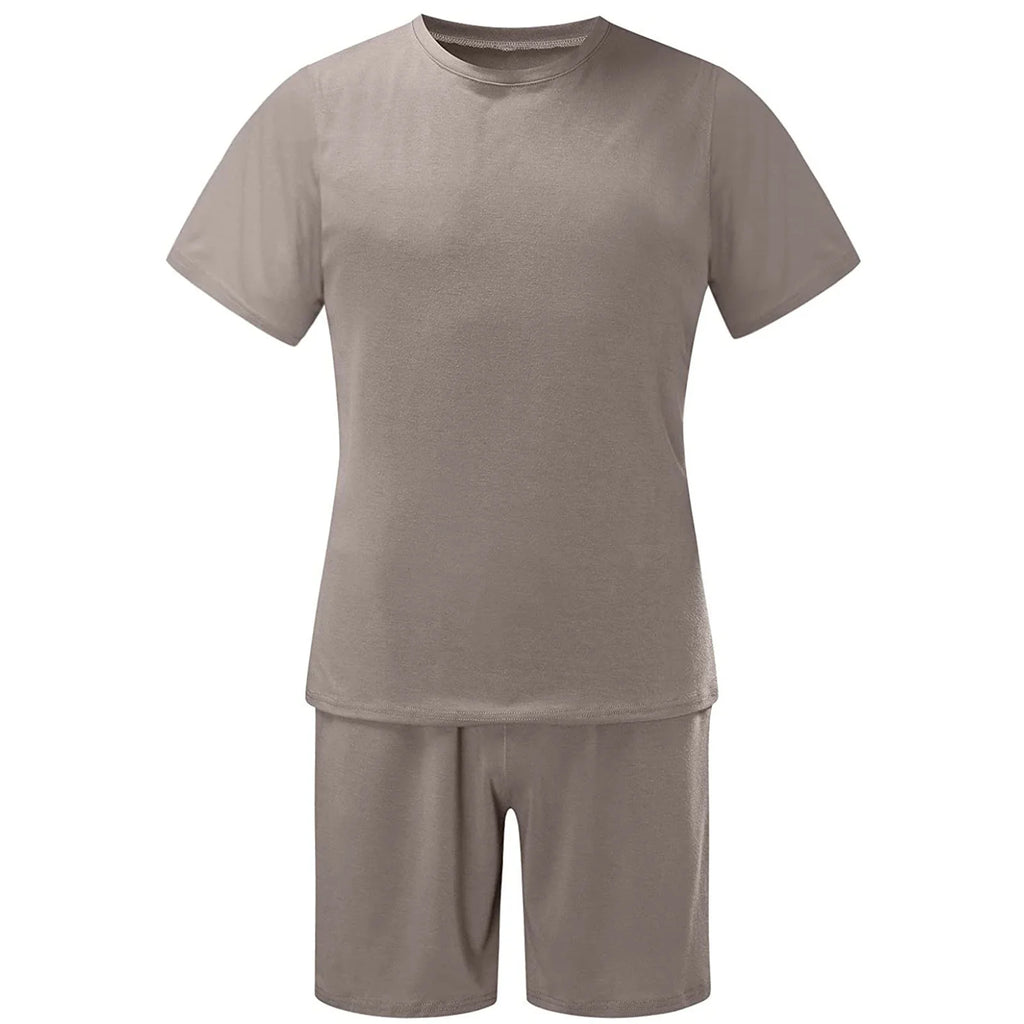 Men'S Short Sleeve T-Shirt and Shorts Set Sport Casual Crew Neck Muscle Sportswear 2 Piece Tracksuit Summer Outfits