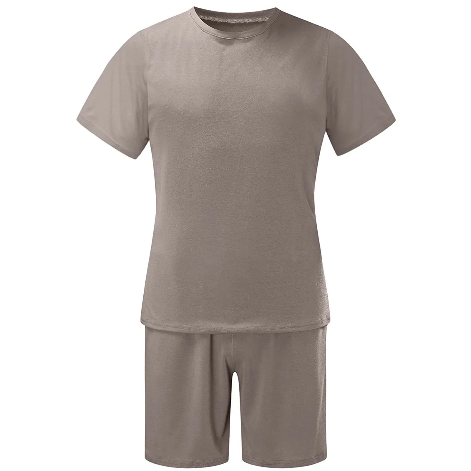 Men'S Short Sleeve T-Shirt and Shorts Set Sport Casual Crew Neck Muscle Sportswear 2 Piece Tracksuit Summer Outfits